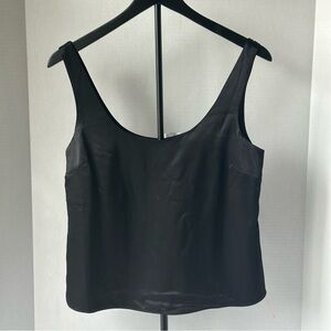 Topshop Scoop Neck Woven Black Tank